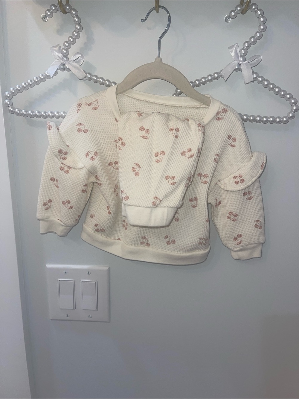Carter's Cream Waffle Knit Sweatshirt with Pink Floral Print